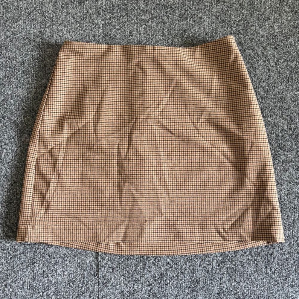 House of Harlow 1960 Brown Plaid Mini Skirt XXS Houndstooth Career Preppy